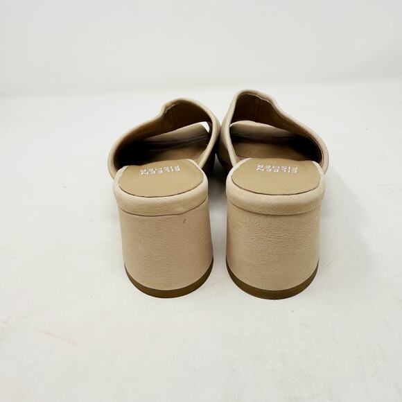 Eileen Fisher 5.5 Cream Lino Leather Fala Block Heel Sandals Slip On V Shape - Picture 7 of 10